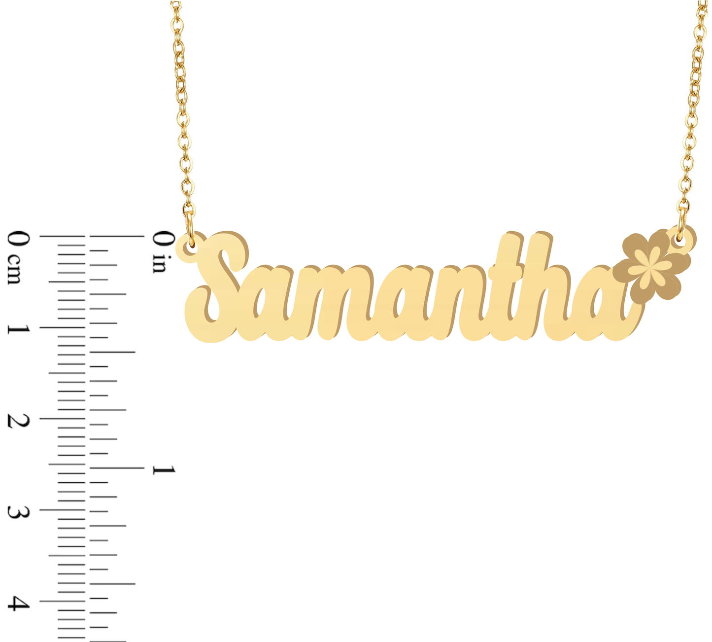 Prime & Pure 9K Yellow Gold Name Necklace Samantha with Flower