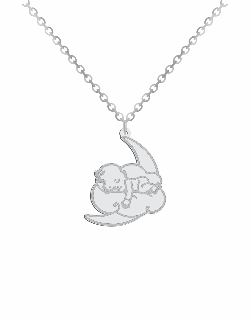 Baby Sleeping Moon Necklace