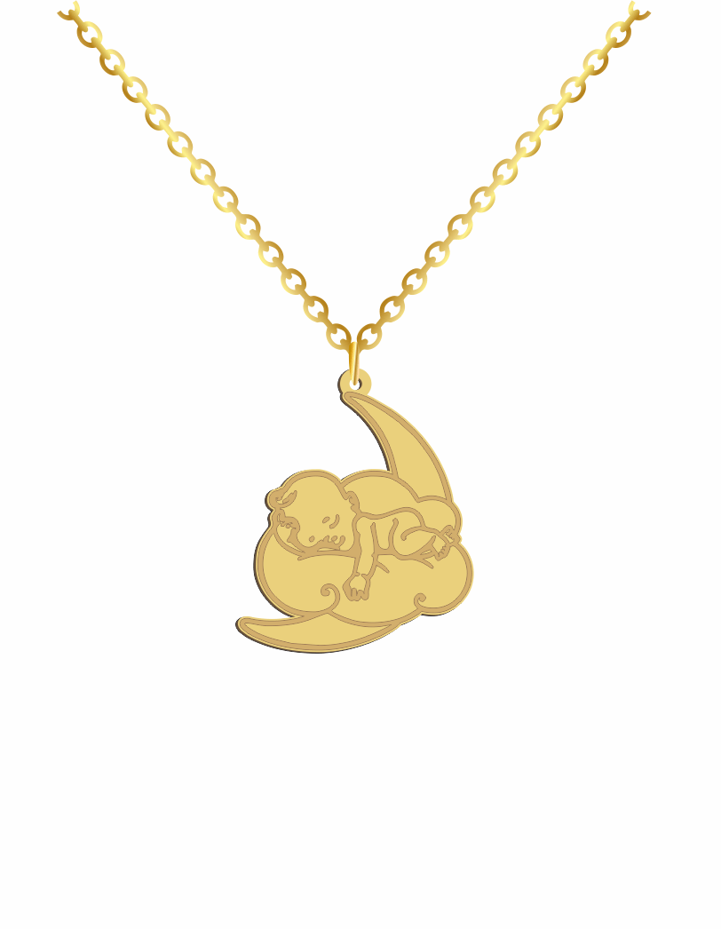 Baby Sleeping Moon Necklace