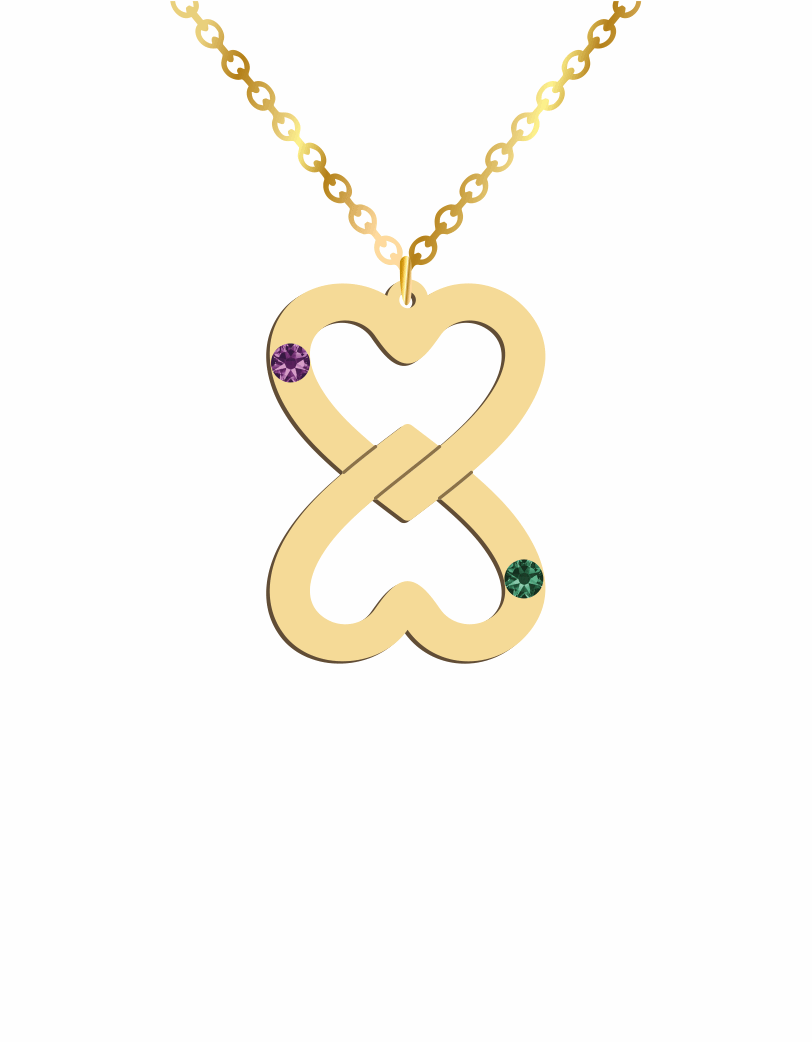 Couple Hearts Birthstones Necklace